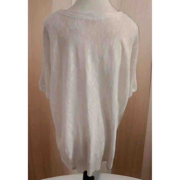Eileen Fisher Blouse Size M Cream Ivory Low/High Hem Linen/Cotton - Picture 4 of 10